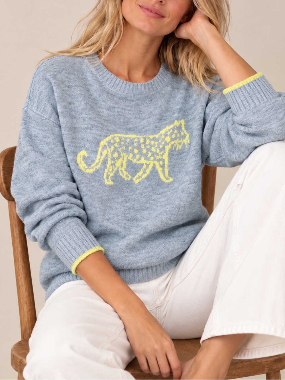 Lou & Grey Leopard Knit Sweater Feline Cat Sweater